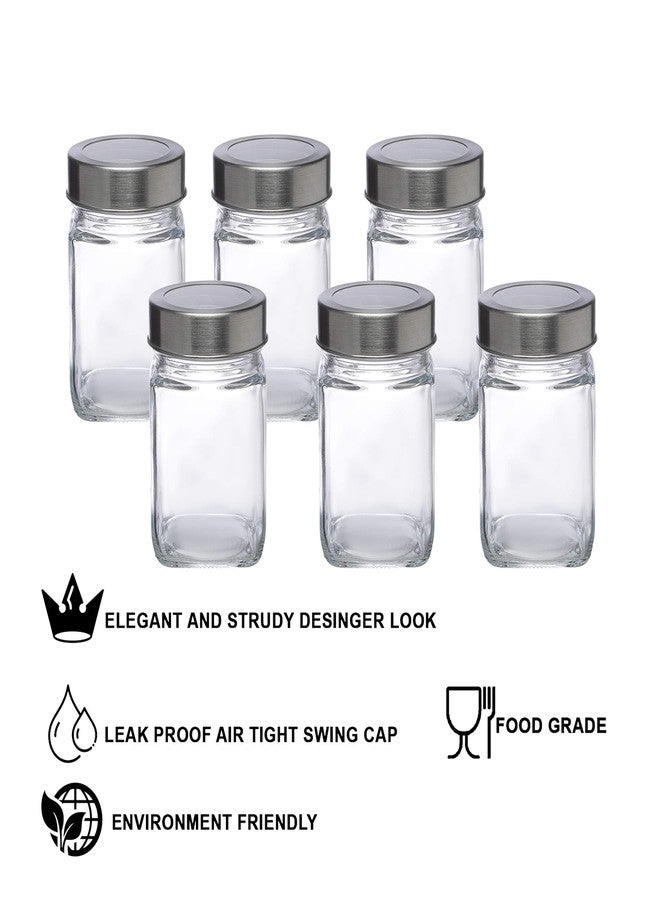 SIMPARTE Glass Jar Barni 310ml Transparent Square Container Set of 6 with Airtight Steel Lid for Kitchen Pantry Storage of Spices, Masala, Pickles, Cookies, Dry Fruits, Coffee Beans & Snacks - Image 4